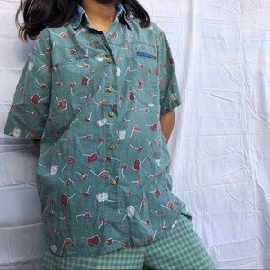 Vintage denim collar short sleeve button down M